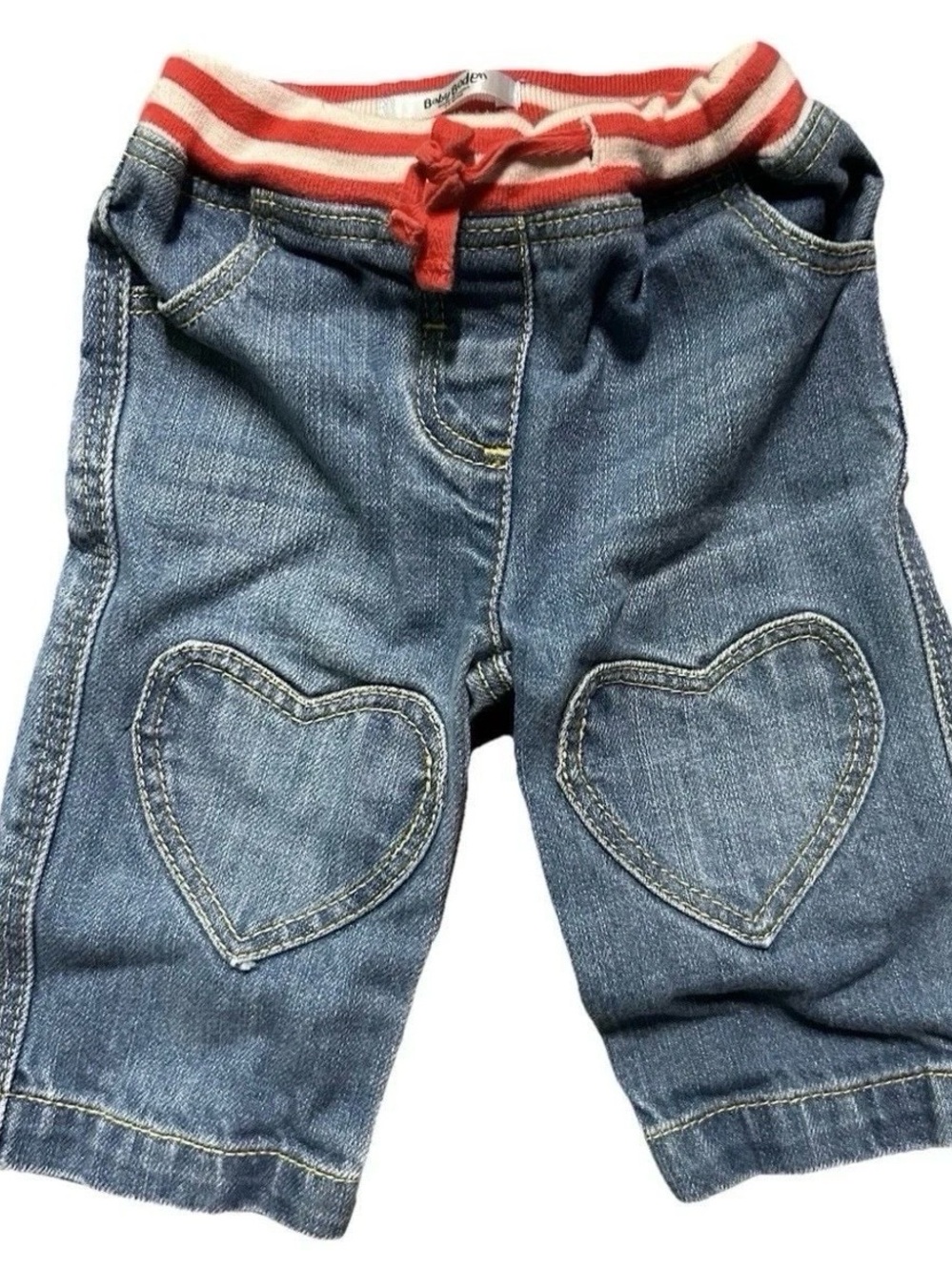 Baby Boden Blue Jeans Heart Stretch Waist Size 3-6 Months